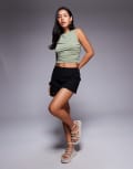 [Princess Polly] Princess Polly Gigi cotton side split skort in black 12 BLACK