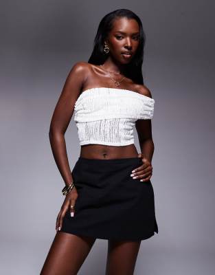 Princess Polly - Gigi - Mini jupe-short fendue sur le côté en coton - Noir