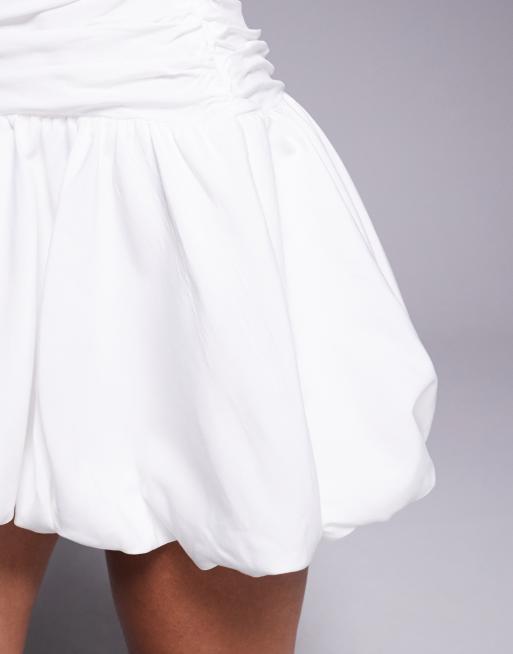 Princess Polly Glamour Girl bandeau ruched sides bubble hem mini dress in white