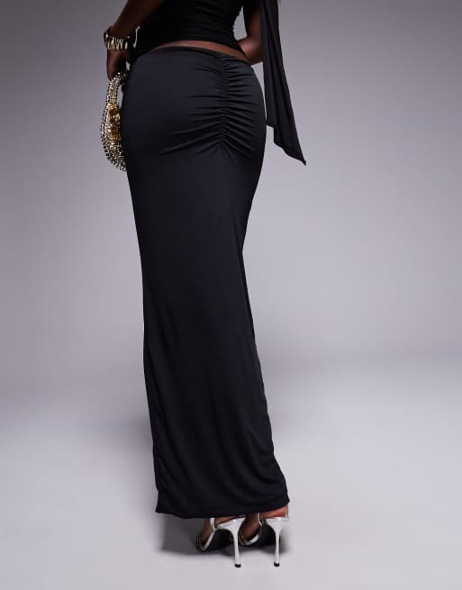 Princess Polly Gonna lunga aderente nera con arricciatura ASOS