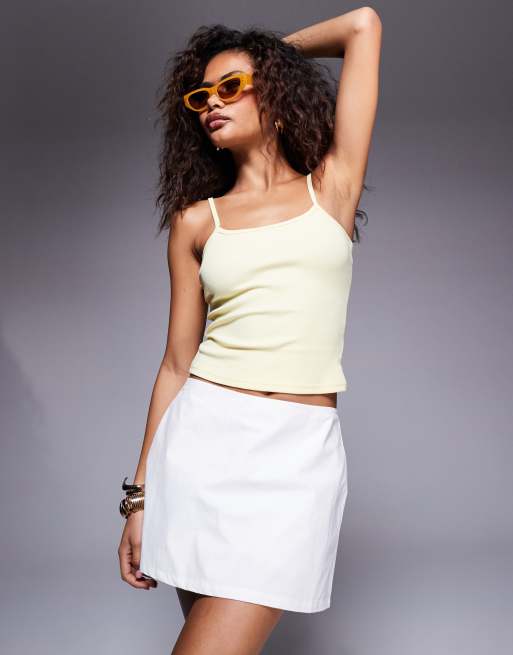 Princess Polly - Gonna pantalone corta svasata in cotone bianco