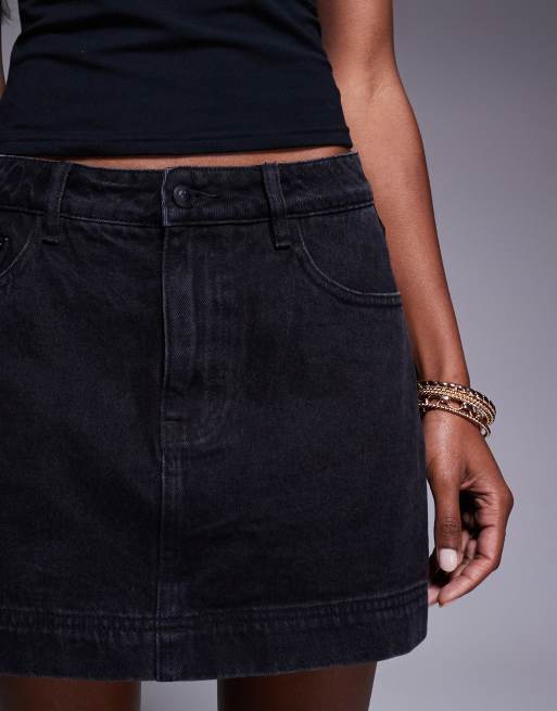 Princess Polly - Gonna pantalone in denim nero slavato, 3 di 5