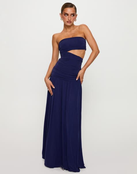 Princess Polly Grandeaur bandeau cut out dropped waist maxi dress in navy - view 1