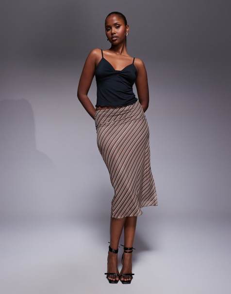 Princess Polly Harbor mesh column down midi skirt in multi stripe - view 1
