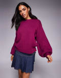 [Princess Polly] Princess Polly Harmony balloon sleeve jumper in purple-Red XS/S BURGUNDY