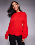 [Princess Polly] Princess Polly Harmony balloon sleeve slouchy jumper in red M/L RED