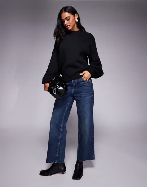 Princess Polly Harmony balloon sleeve slouchy sweater in black, 2 of 4