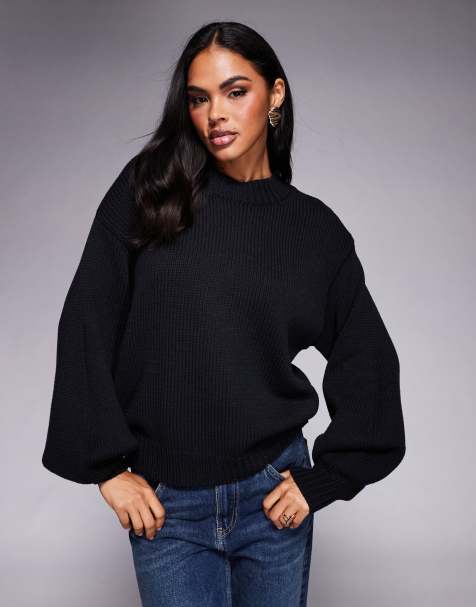 Princess Polly - Harmony - Maglione extra largo nero con maniche a palloncino - view 1