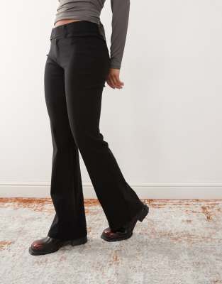 high waisted slim fit flared tailored pants in black