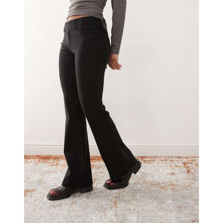 Princess Polly high waisted slim fit flared tailored pants in black | ASOS
