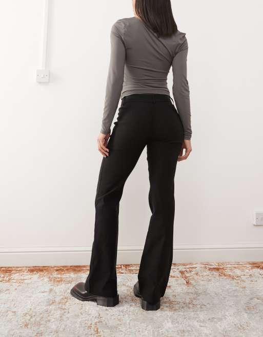 Princess Polly high waisted slim fit flared tailored pants in black, 2 of 5