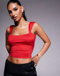 [Princess Polly] Princess Polly Imelda double-sculpted slinky low open tie back top in red 14 RED