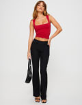 [Princess Polly] Princess Polly Kinkirk high waisted slim fit flared tailored pants in black 14 BLACK