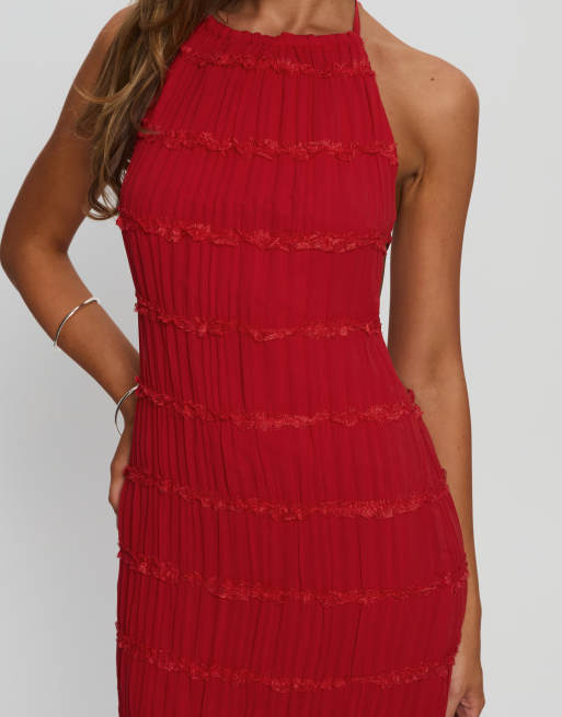 open lace back dress Emily Maxi Dress Red