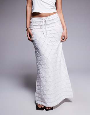 Princess Polly Knitted Tie Front Maxi Skirt In White