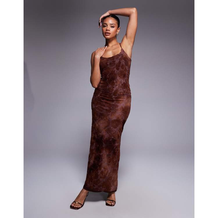 ANDRESD back open geometric dress ブラウン　S 208999275-1-chocolate?$n_750w$