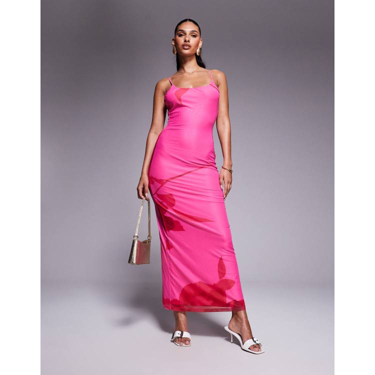 Princess Polly Knox mesh low back cami mini dress in pink rose