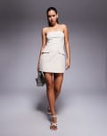 [Princess Polly] Princess Polly Langdon bandeau structured pocket detail mini dress in cream-White 8 CREAM