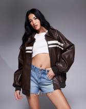 Reclaimed Vintage unisex washed real leather zip up jacket