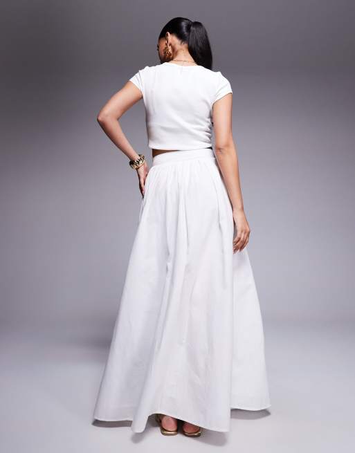 Princess Polly linen high waisted maxi skirt in white, 3 of 5