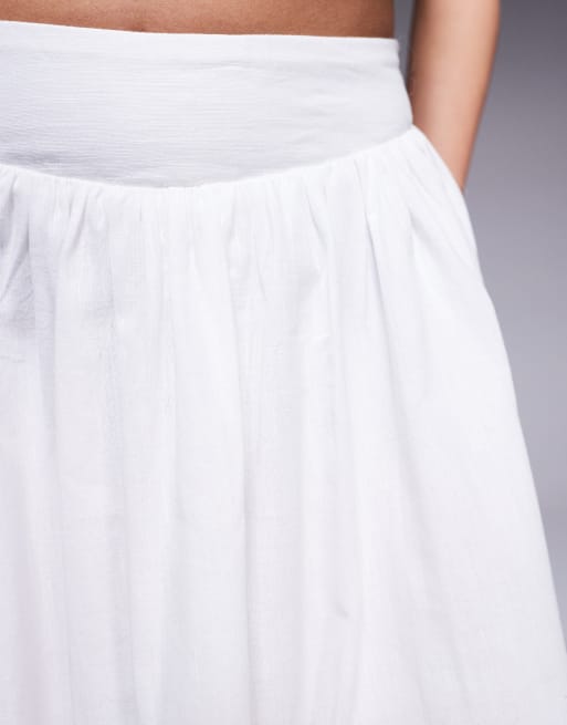 Princess Polly linen high waisted maxi skirt in white, 4 of 5