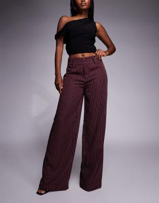 Princess Polly Lorenne Mid Rise Tailored Wide Leg Pants In Red