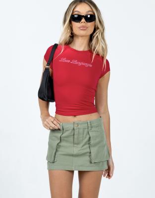 Princess Polly Love Languages Slogan Fitted Baby Tee In Red
