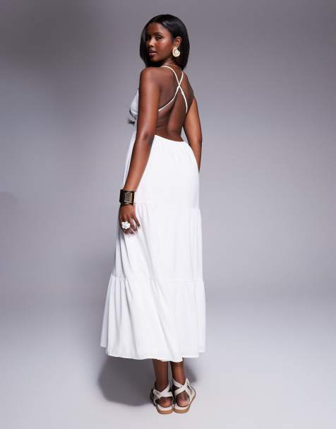 Princess Polly low cross back tiered maxi dress in white - view 1