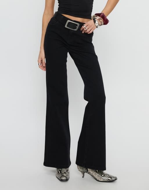 Princess Polly Magic Mirror mid rise bootleg jeans in black, 2 of 4