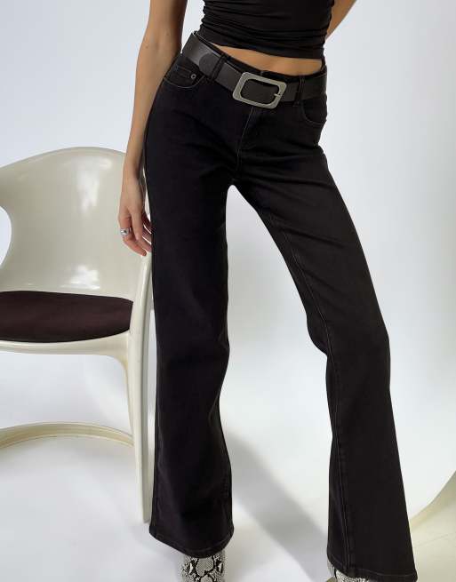 Princess Polly Magic Mirror mid rise bootleg jeans in black, 4 of 4