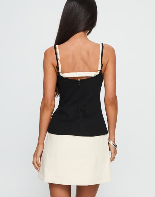 Princess Polly - Mariselle - Robe courte à superposition et basque - Noir et blanc, 3 de 5