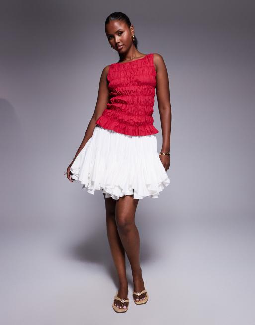 Princess Polly Marleen shirred detail sleeveless top in red, 2 of 4