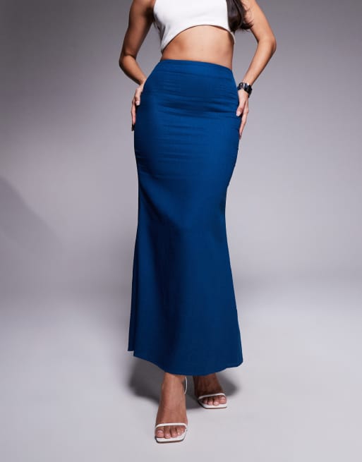 Princess Polly - Maxirok van linnenmix en fishtail in marineblauw, 4 van 5