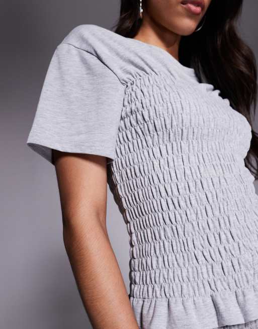 Princess Polly - Maybe Tomorrow - T-shirt grigia con arricciature, 4 di 4