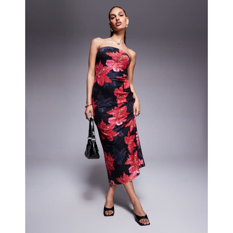 princess polly black and red dress Lucky to Love Maxi Dress Black / Red Floral