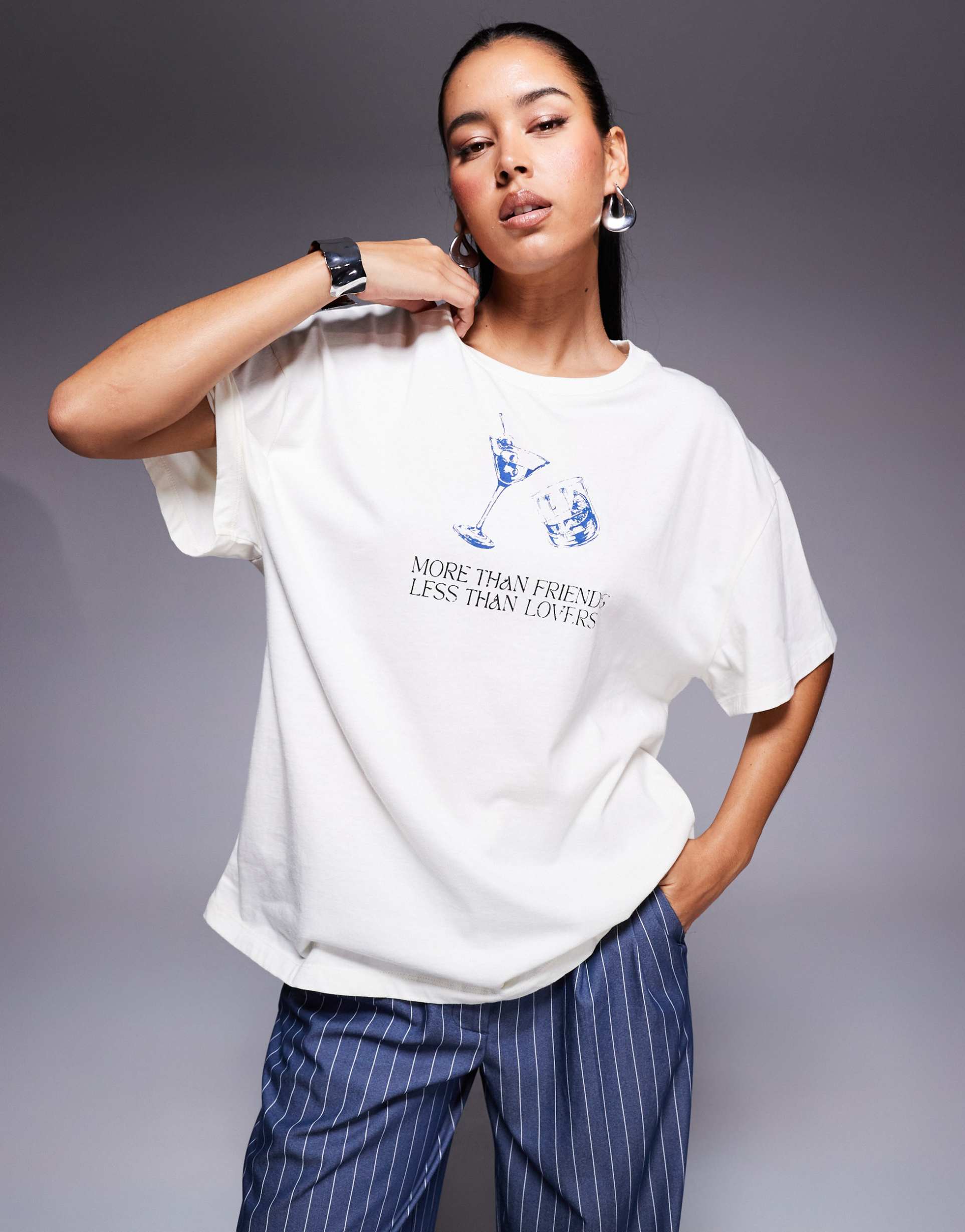 princess polly more than friends oversized cocktail graphic t-shirt in white