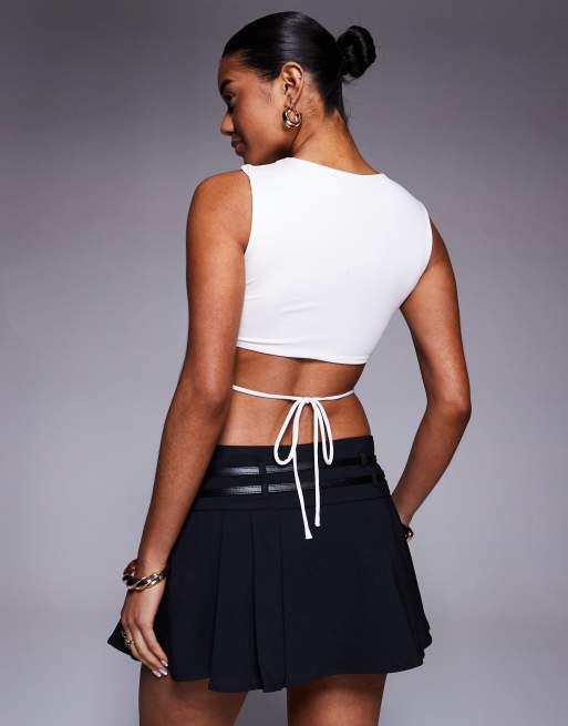 Princess Polly Mouwloze top met open rug en striksluiting in wit