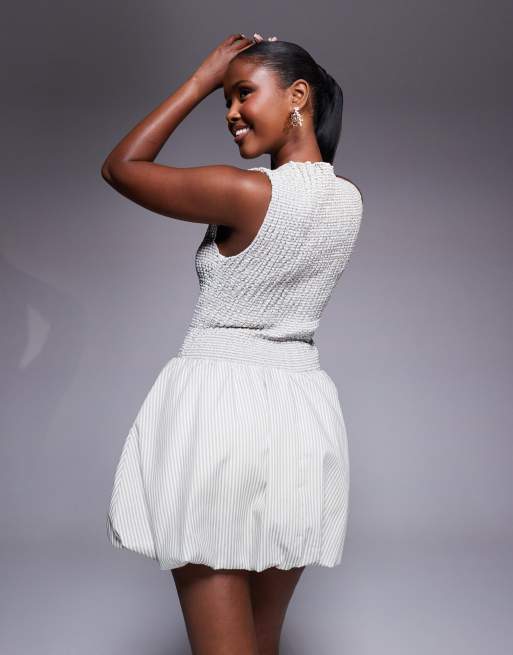 Princess Polly Narnie cotton shirred sleeveless bubble hem mini