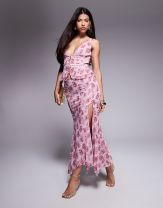 Princess Polly セットアップ Princess Polly chiffon tie front top and asymmetric hem maxi