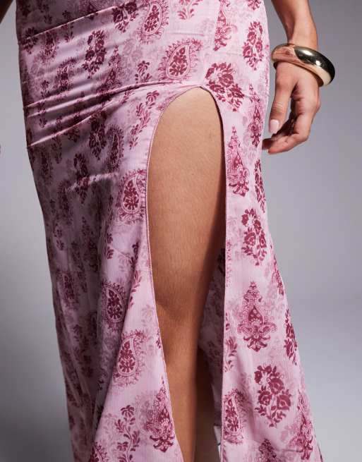strapless open back dress Donelli Mini Dress Brown Paisley