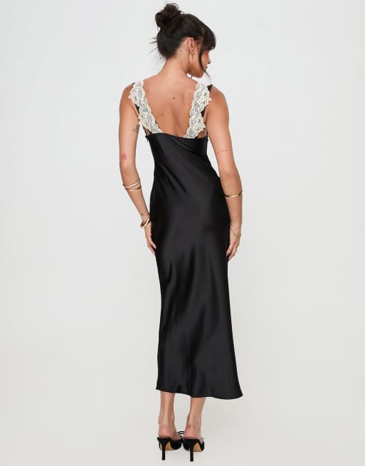 Princess Polly - Nourish - Robe courte avec liens devant et dentelle contrastante - Noir, 3 de 4