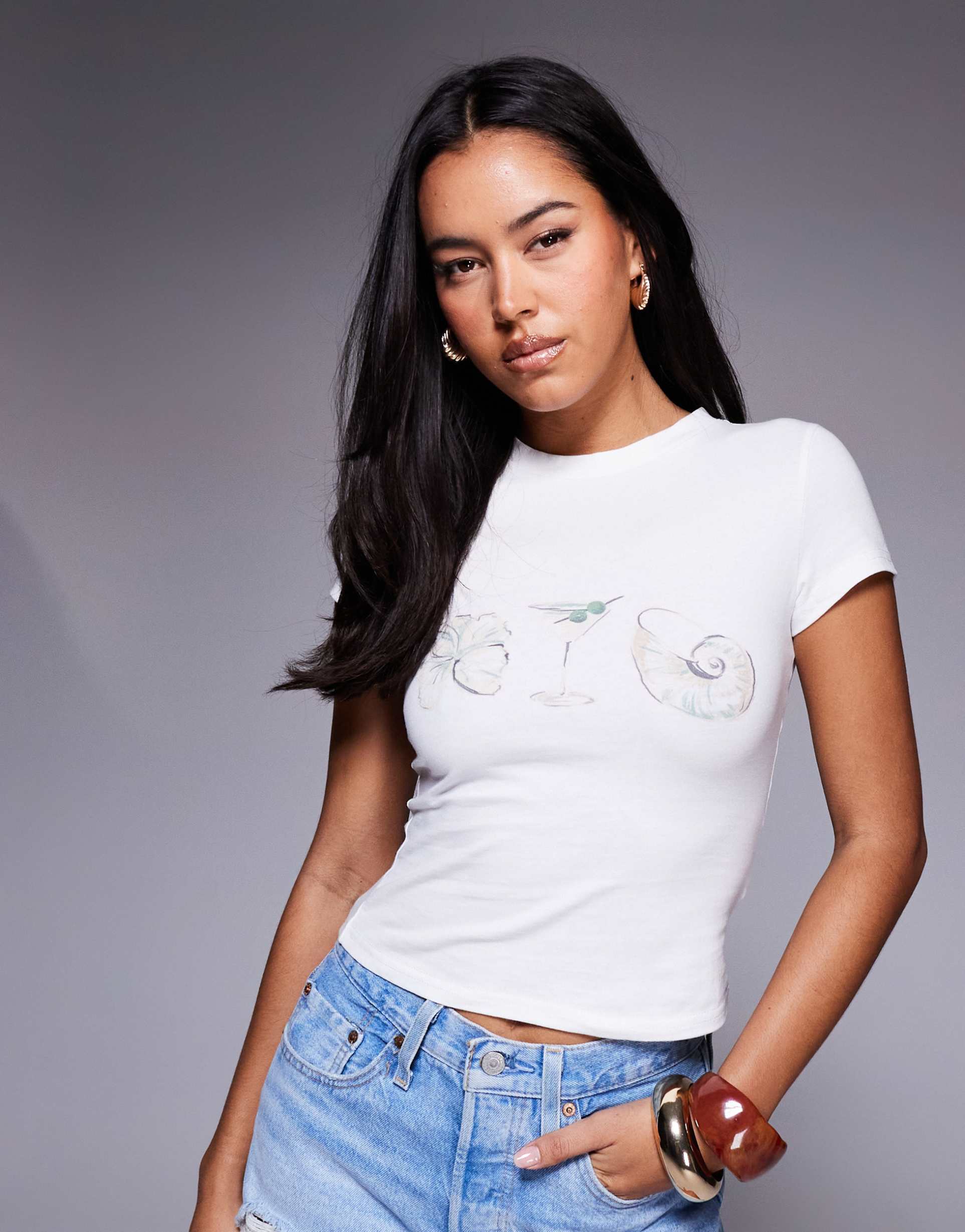 princess polly odyssey shell and martini print baby tee in white