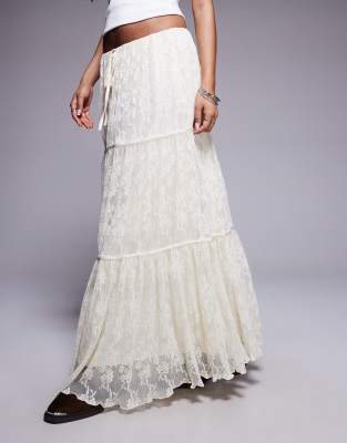 Princess Polly Oh Plisse floral lace tiered maxi skirt in