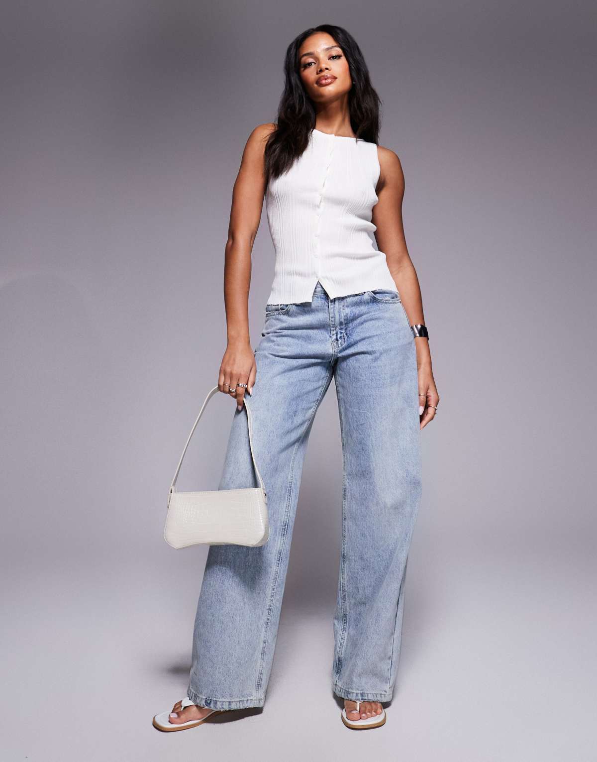 Princess Polly Ollie low rise straight leg jeans in light blue wash