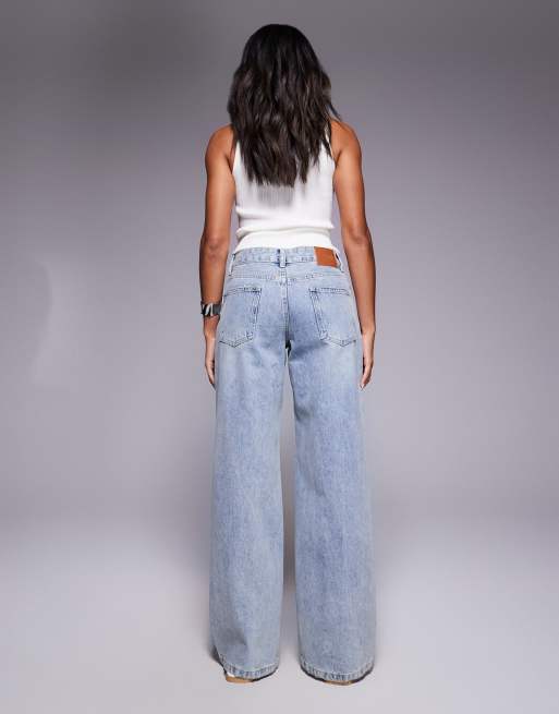 Princess Polly Ollie low rise straight leg jeans in light blue wash