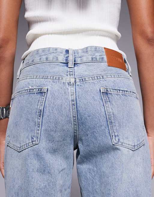 Princess Polly Ollie low rise straight leg jeans in light blue wash, 4 of 5