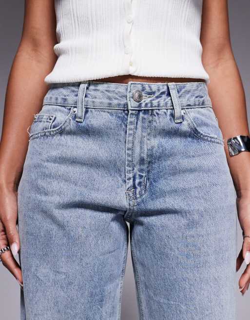 Princess Polly Ollie low rise straight leg jeans in light blue wash