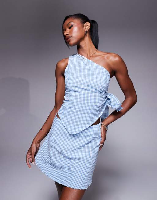 Princess Polly one shoulder tie side top and floaty mini skirt