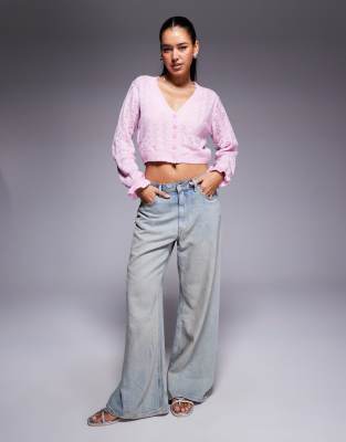 Princess Polly Open Stitch Frill Cuffs Cropped Cardigan