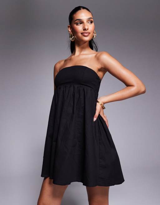 princess polly black babydoll dress Princess Polly Osment bandeau babydoll mini dress in black